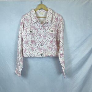 Rareraw Cosette Bow & Floral Demin Jacket Pink